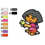 Dora The Explorer with Star Embroidery Design